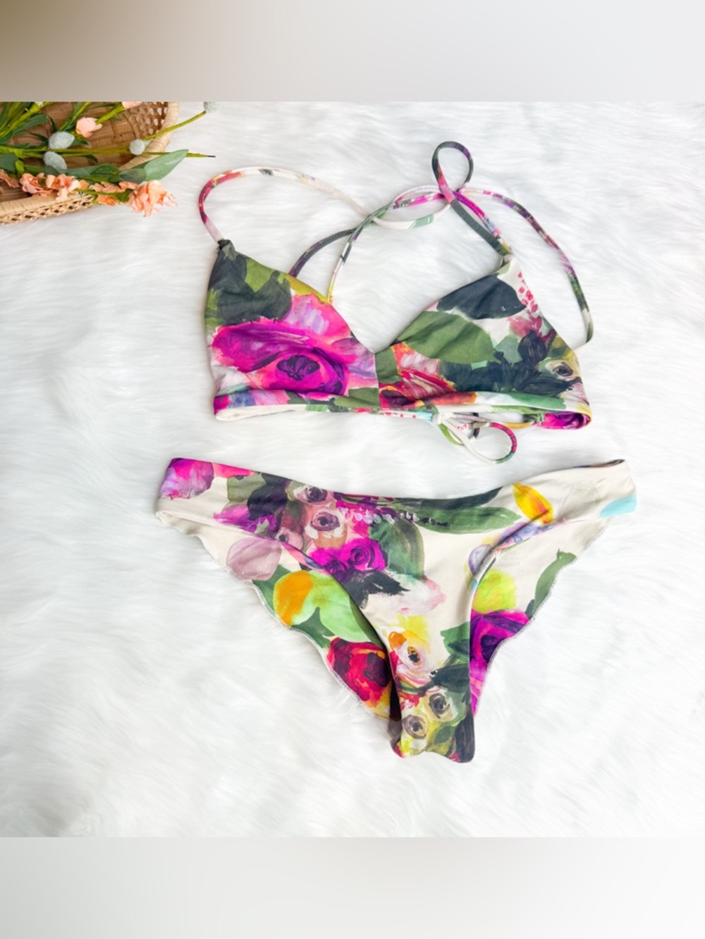 Boys + Arrows floral bikini XS top small bottom - Picture 2 of 5